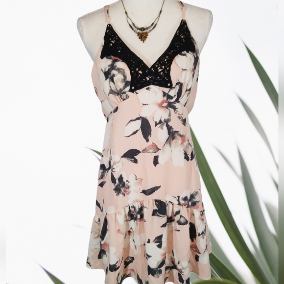 Aqua Floral Pattern Sleeveless Midi Dress. S - Picture 1 of 13